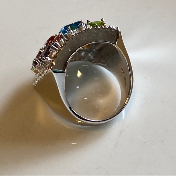 🦋HP🦋 Multigem Sterling 925 silver ring blue topaz, peridot, citrine, amethyst - Picture 6 of 15